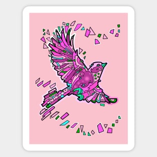 Pink geometric bird flying Sticker